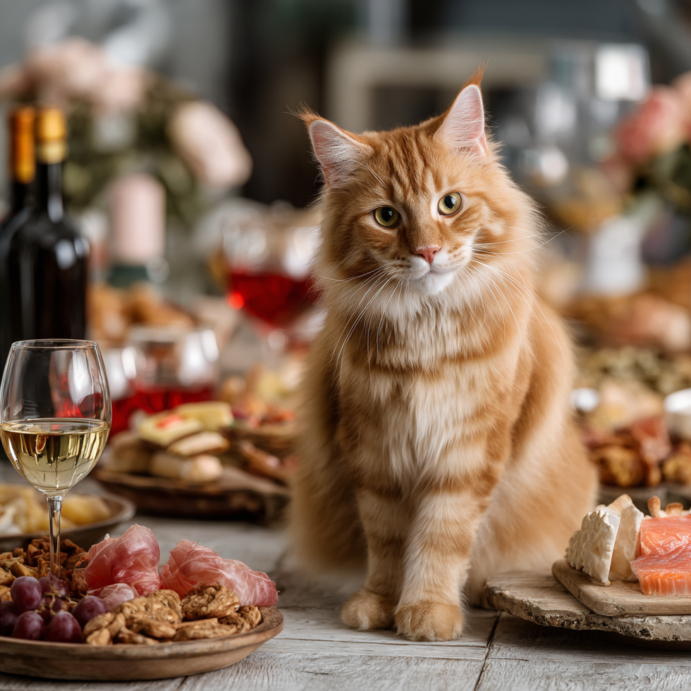 ladyv05_red_cat_is_sitting_on_the_table_with_a_lot_of_food_and__5290cd09-e99a-4684-9e86-b71700aafe5e