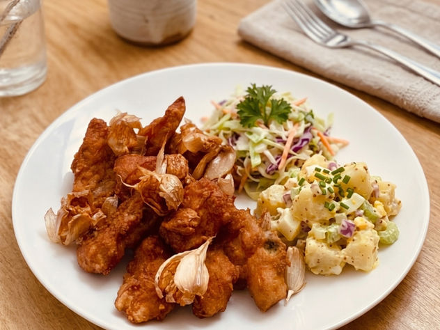 Episode: Ayam Goreng Bawang Putih, Coleslaw & Potato Salad
