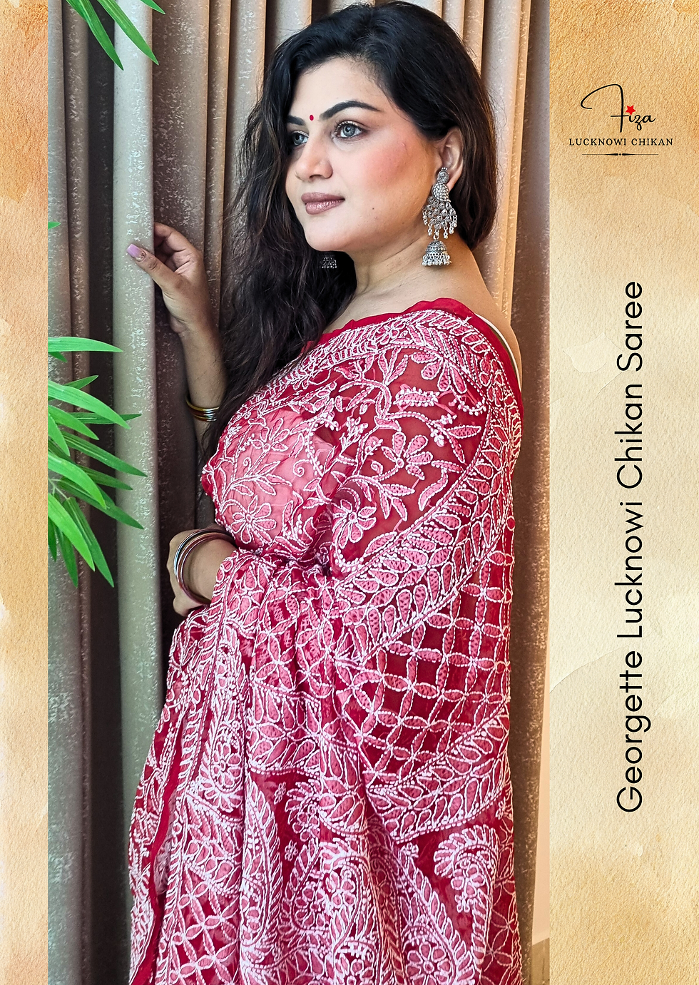 Red Georgette sari in dubai