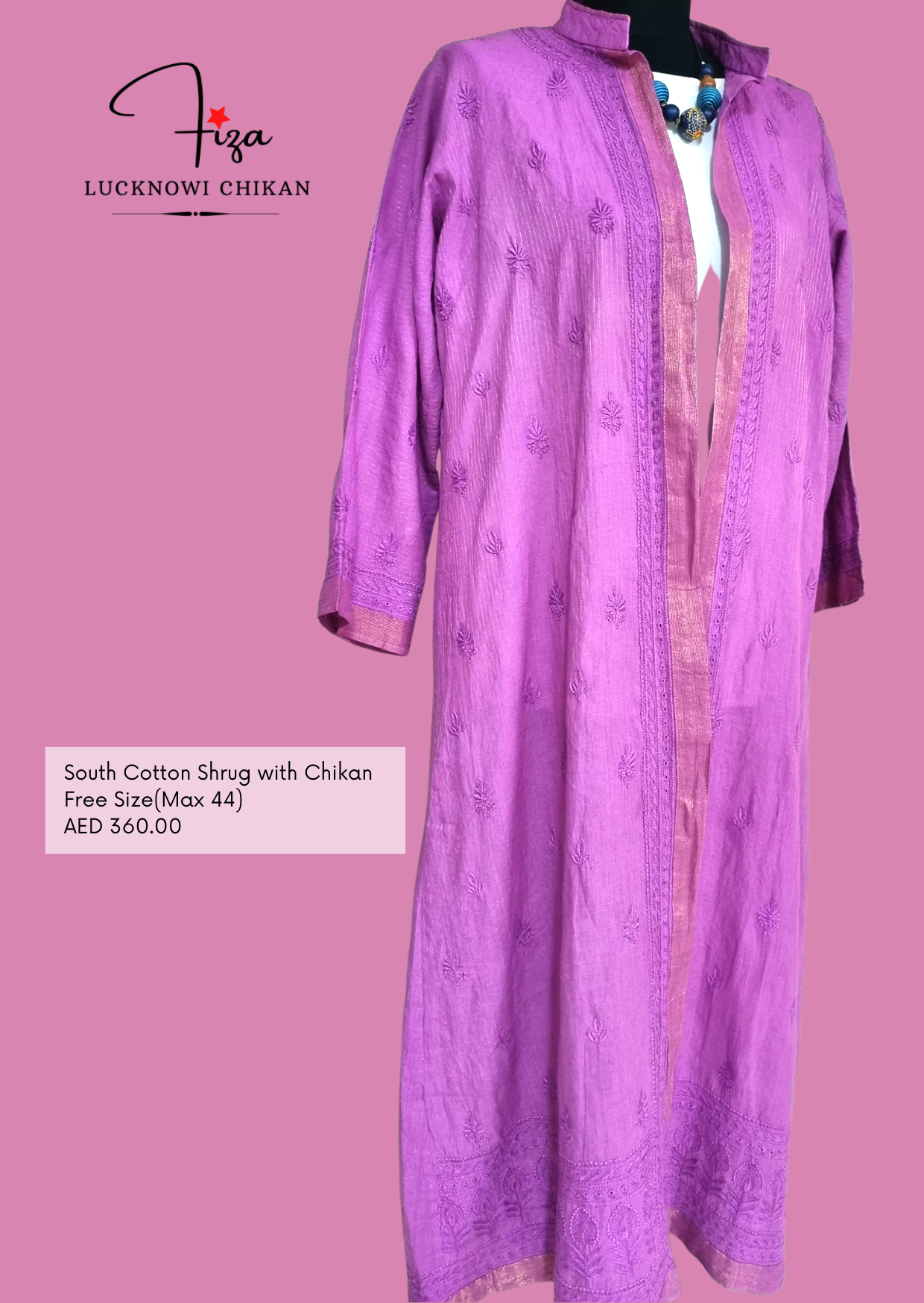 Purple Shrug with Chikankari