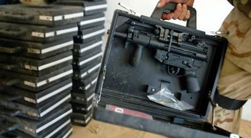 H&K briefcase discovered near the Republican Presidential Palace in Baghdad, Iraq, April 1