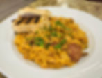 A large bowl of jambalaya from Bourbon Street Bistro in Charleston, WV