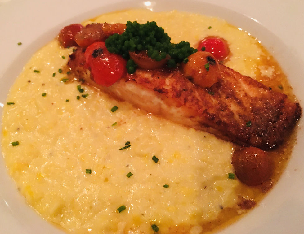 Seared Salmon over Corn Puree