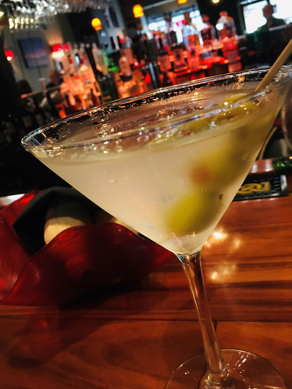 Ketel One martini up, dusty, big fat olives