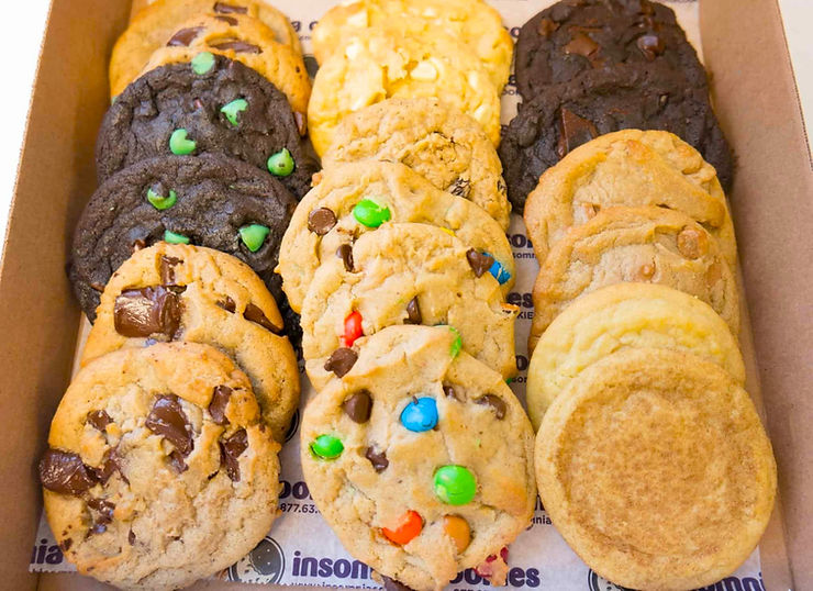 A box full of assorted cookies