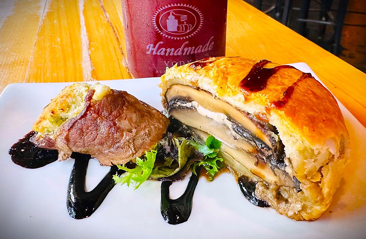 Portabella Mushroom Wellington and Beef Roll from DT Prime