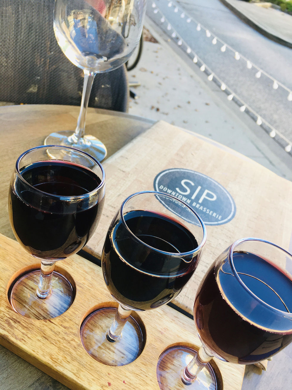 Red wine flight at Sip Wine & Whiskey Bar