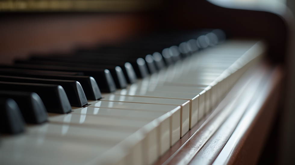 Close-up view of piano keys showing C major chord