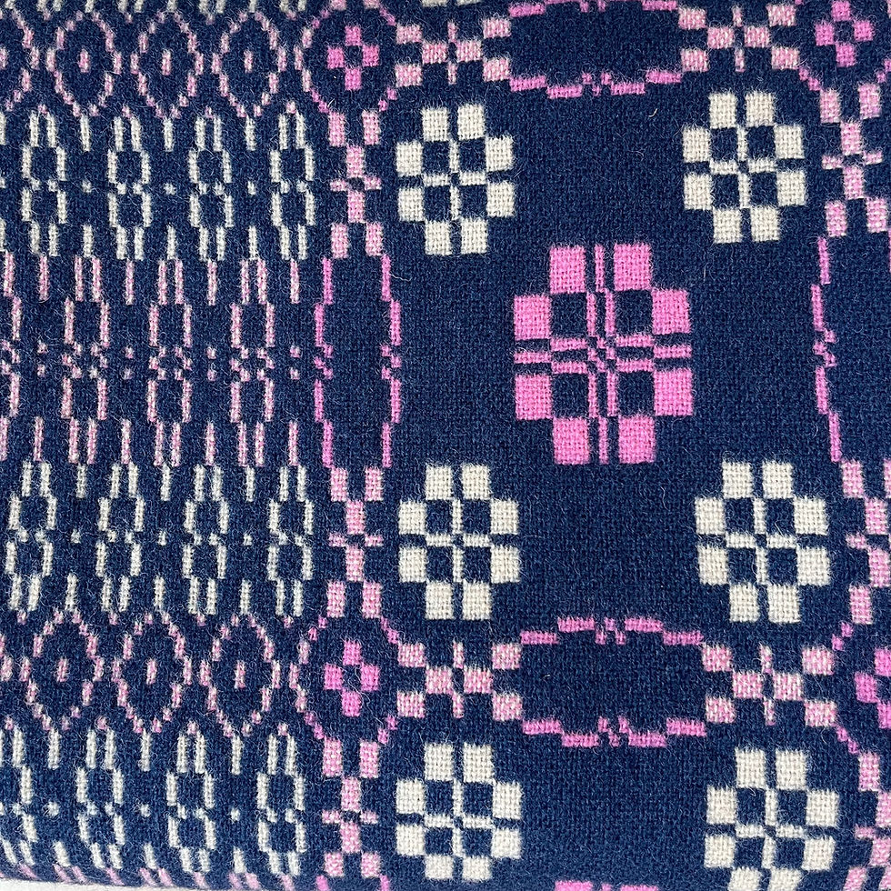 Thumbnail: Penmachno Wool Blanket – Blue & Pink