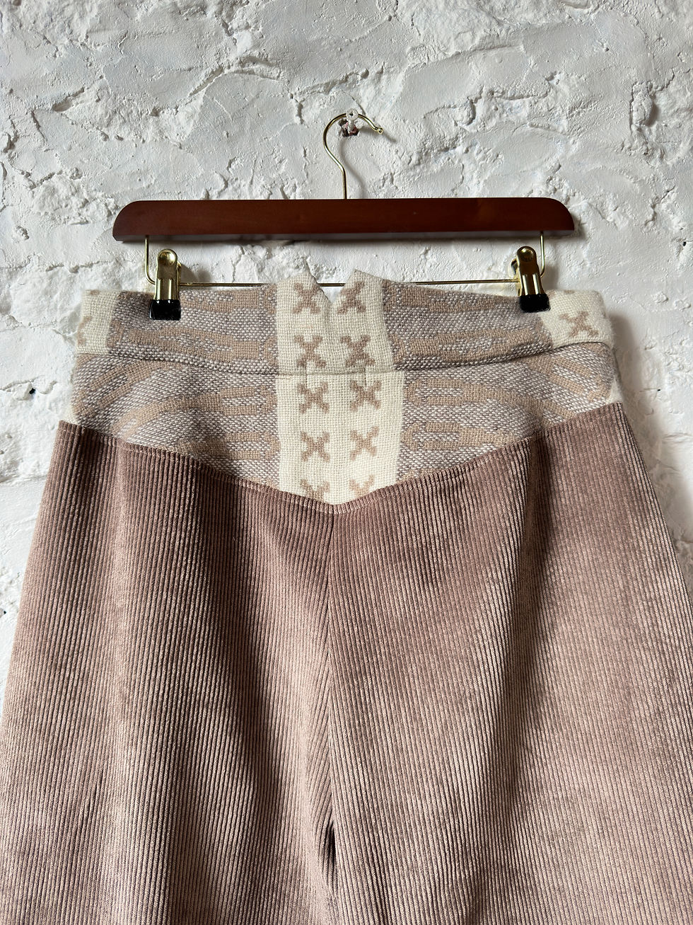 Thumbnail: LIGHT BROWN CORDUROY TROUSERS - DINEFWR DETAIL