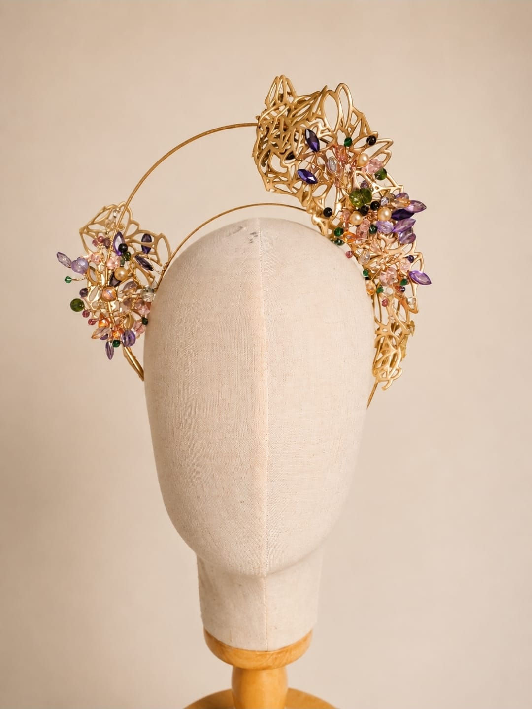 245. Gold Halo with Coloured Gems Headpiece