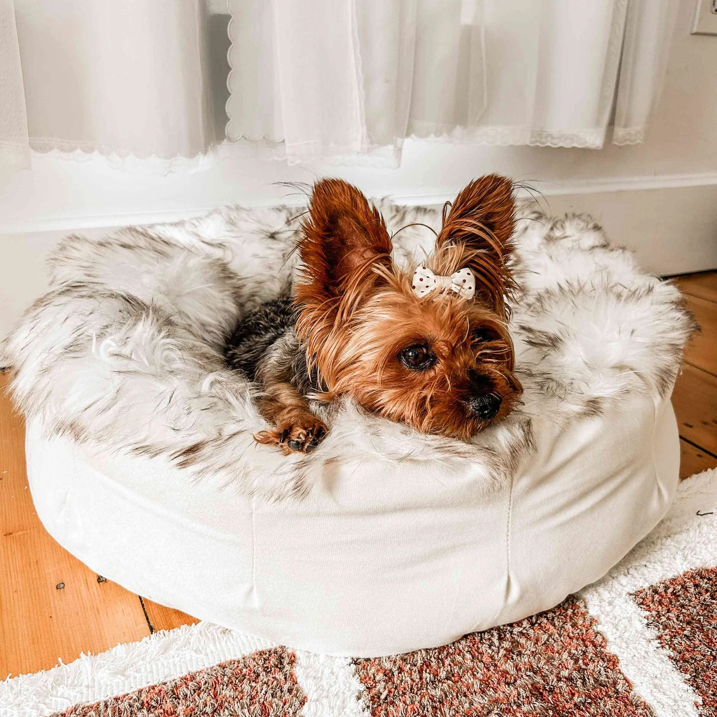 PupPouf Faux Fur Donut Dog Bed