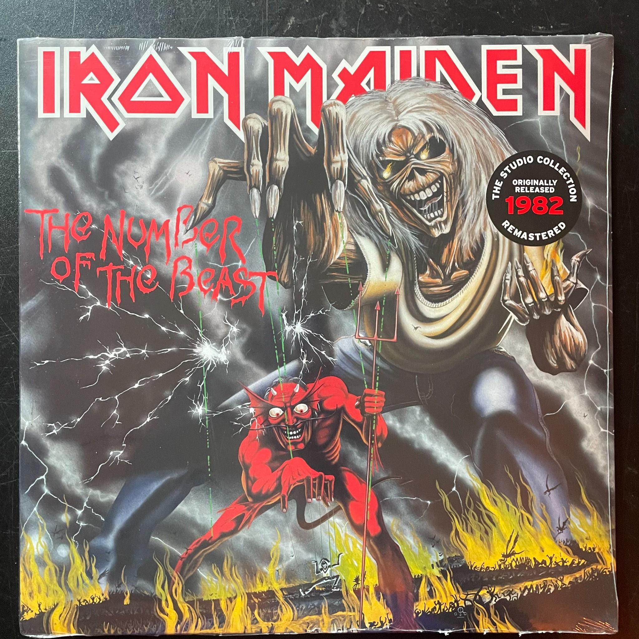 Iron Maiden The Number Of The Beast front cover in intact factory shrink with hype sticker