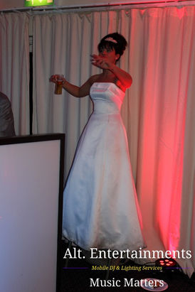 Alt. Entertainments captures a radiant bride at Cannock Hockey & Cricket Club wedding celebration.