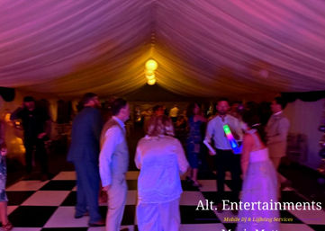 Wedding guests dancing at Springslade Lodge in Cannock Chase, Staffordshire. Music and entertainment provided by Alt. Entertainments, a professional wedding DJ and mobile DJ company.