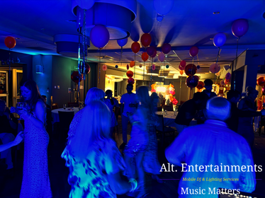 Guests dancing and celebrating during a birthday party at Copt Heath Golf Club in Knowle, Solihull, Warwickshire, with professional entertainment provided by Alt. Entertainments Mobile DJ and Events Entertainment services.