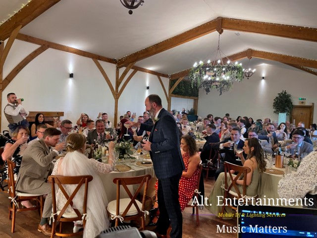 Guests listening to heartfelt speeches at Coton House Farm wedding, captured by Alt. Entertainments Wedding DJ/Mobile DJ, Disco & Events Company in Whittington, Lichfield, Staffordshire.