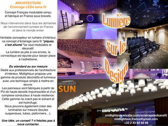 Lumière sur le Design : éclairage LED sans fil sur panneaux conducteur d’électricité