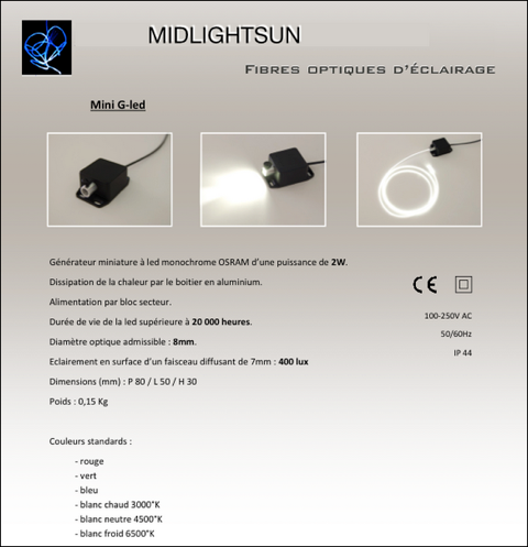 fiber optic lighting diffusing 2W generator