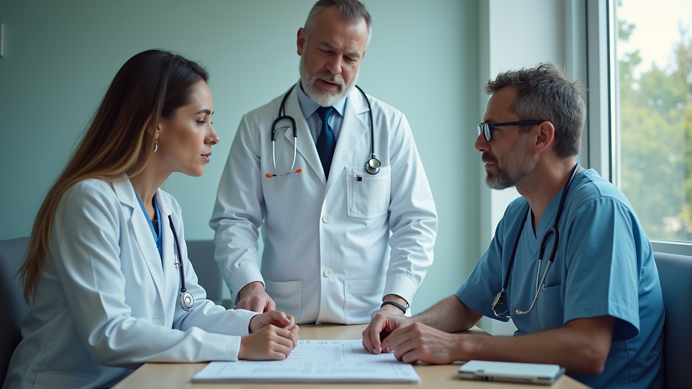 Eye-level view of a healthcare professional discussing health plans with a patient