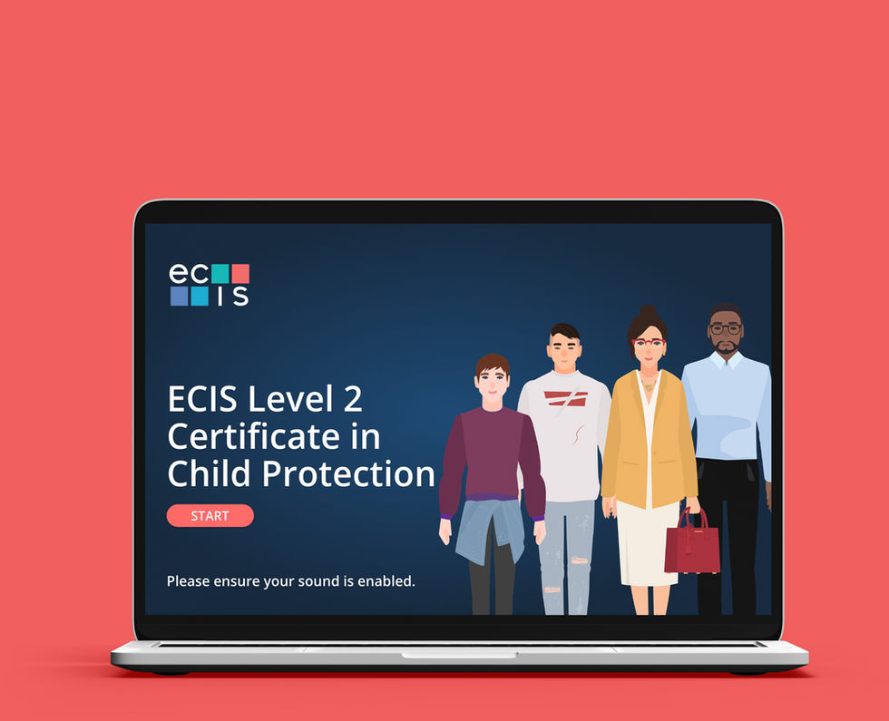 A laptop showing a screenshot from the ECIS course.