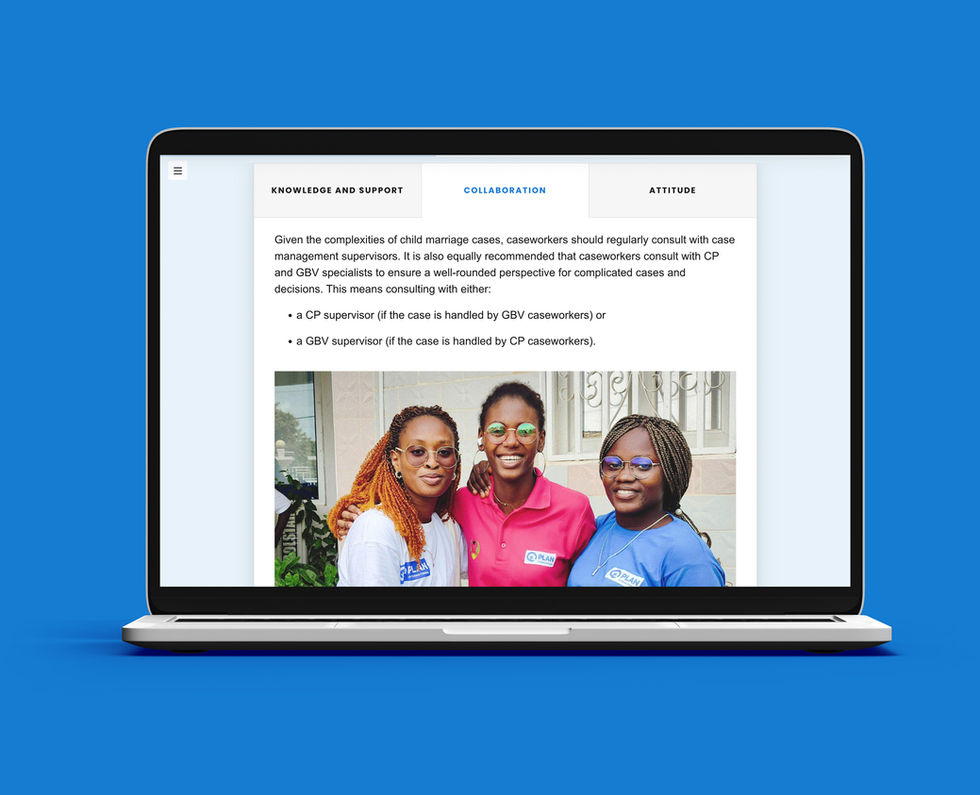 A laptop showing a screenshot from the Plan International - UNHRC course.