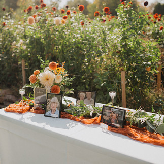 memory table at fall wedding reception