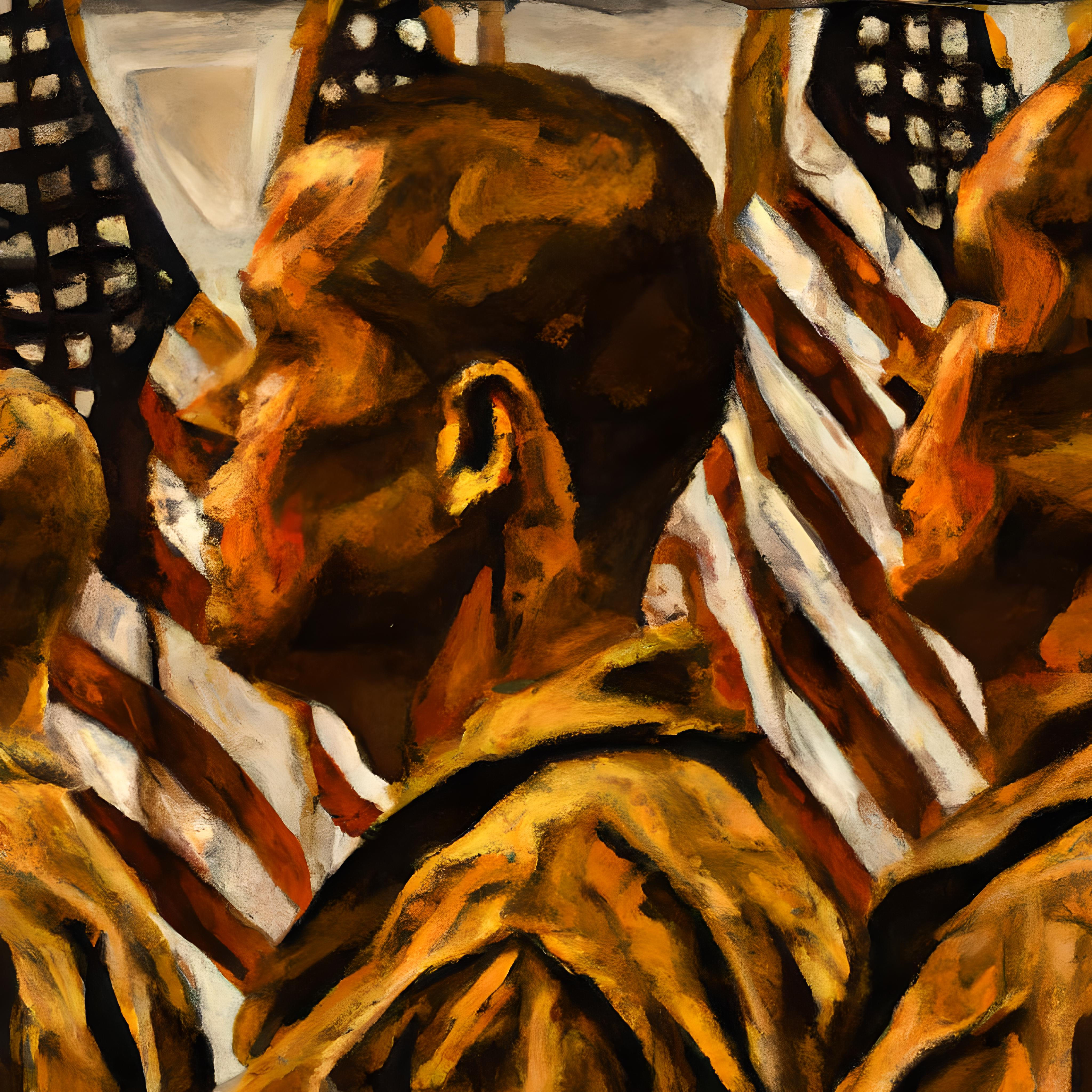 1. A striking painting of soldiers proudly standing before American flags, embodying patriotism and valor in vibrant colors.