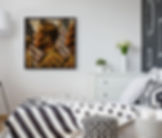 2. Soldiers stand resolutely in front of American flags, captured in a captivating painting that exudes strength and honor.