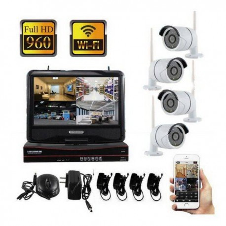 Kit PRO 4 Caméras IP WiFi Extérieures + Enregistreur avec Ecran