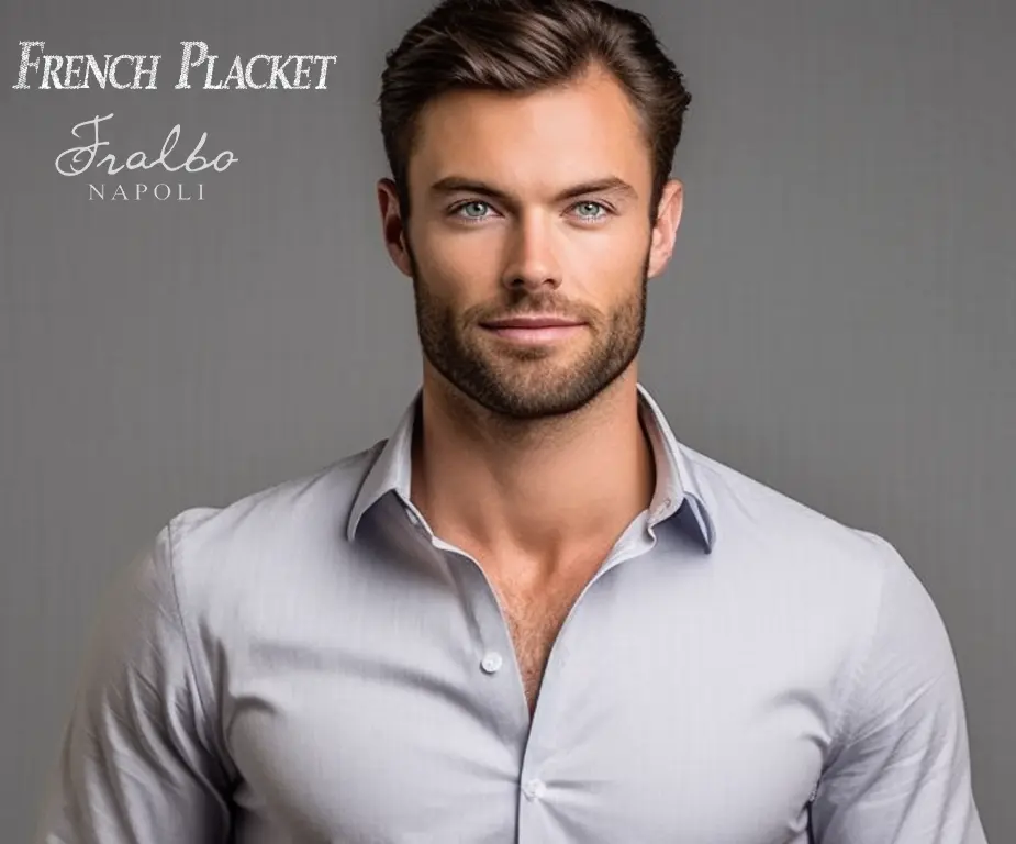 Modello che indossa una camicia bianca con il cannolo francese