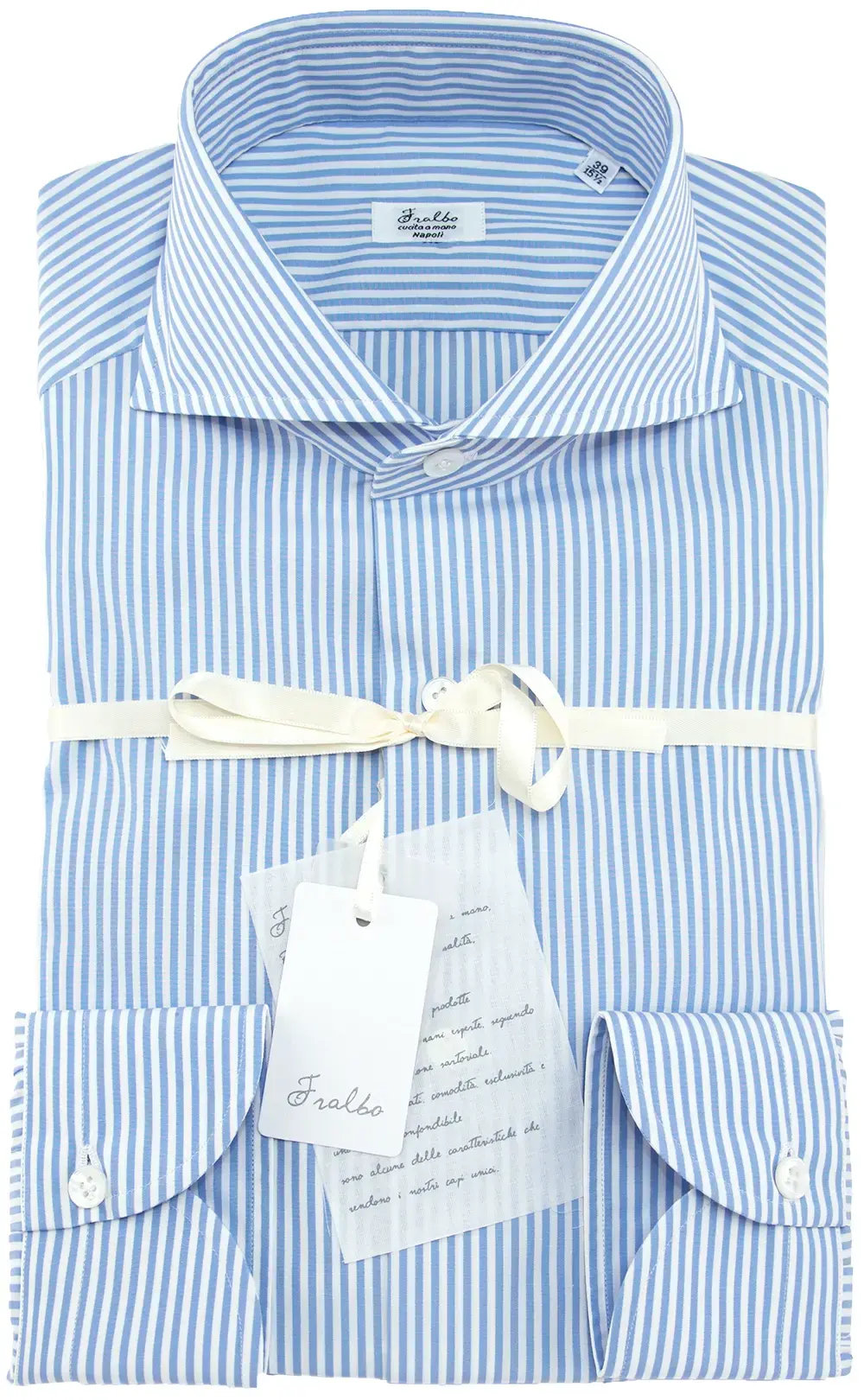 CAMICIA A RIGHE BIANCHE E AZZURE, 100% COTOTNE EGIZIANO - CAM 170-23