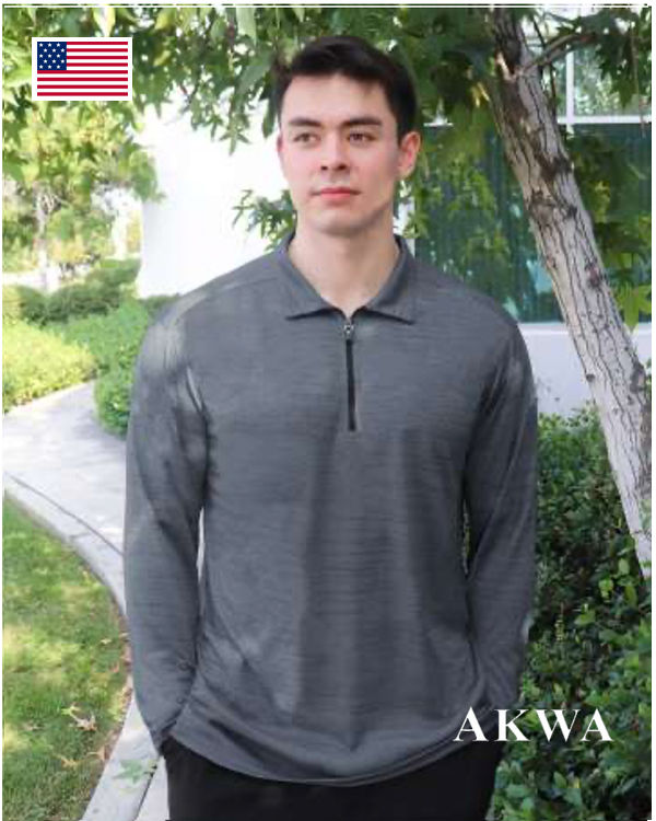 Thumbnail: 2480-TSJ Men's Tiger Stripe Jersey L/S 1/4 Zip Polo