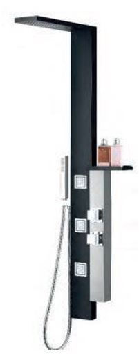 Colonne de douche noire et acier inoxidable