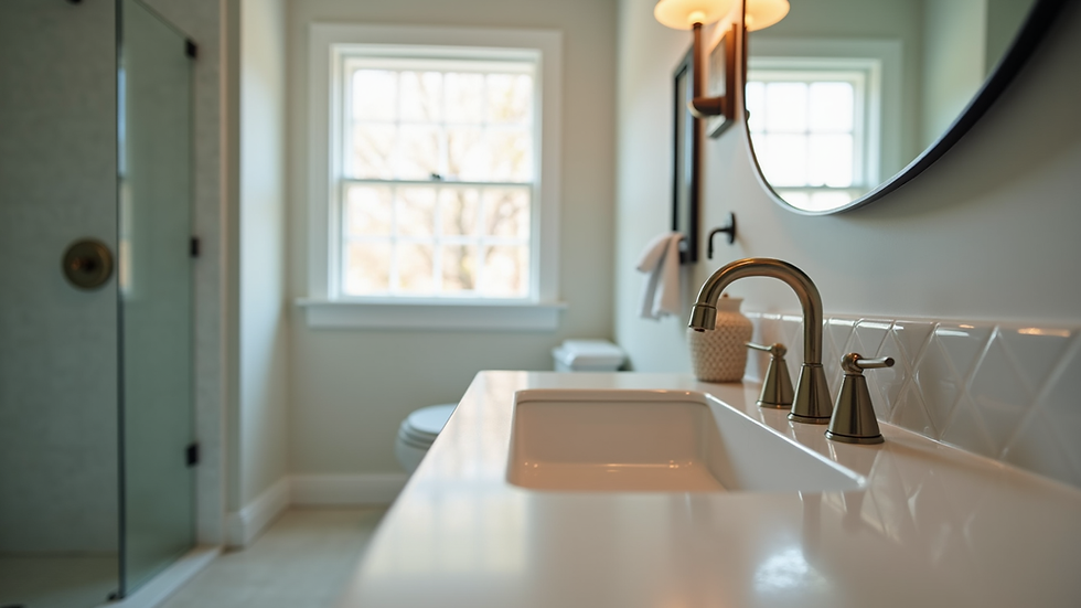 Close-up view of a bathroom vanity installation in an Ohio home