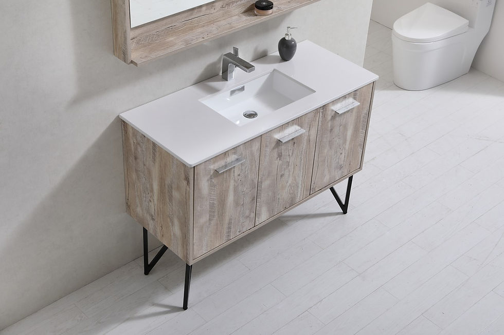 48″ BOSCO - Nature Wood - Single Sink Freestanding Vanity w/ Cream Quartz Top