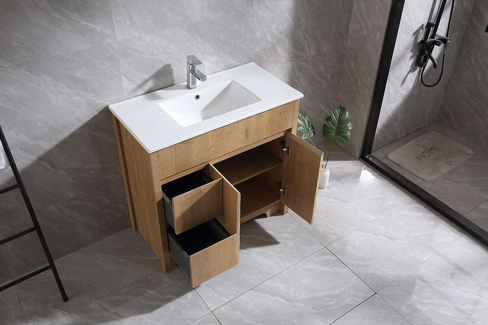 Thumbnail: 36" INDY - Frosted Oak - Single Sink Bathroom Vanity with Ceramic Countertop