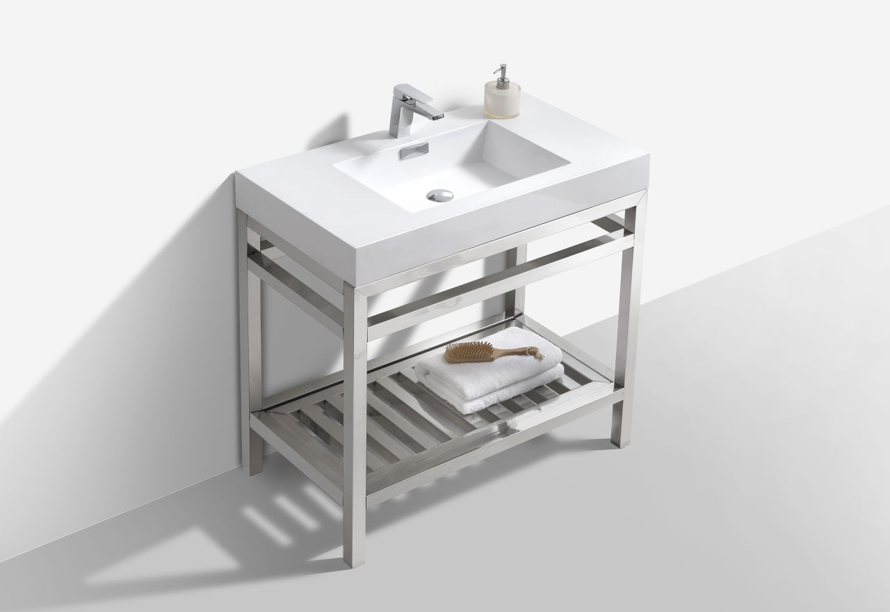 36″ CISCO – Chrome - Single Sink Freestanding Vanity w/ Acrylic Top