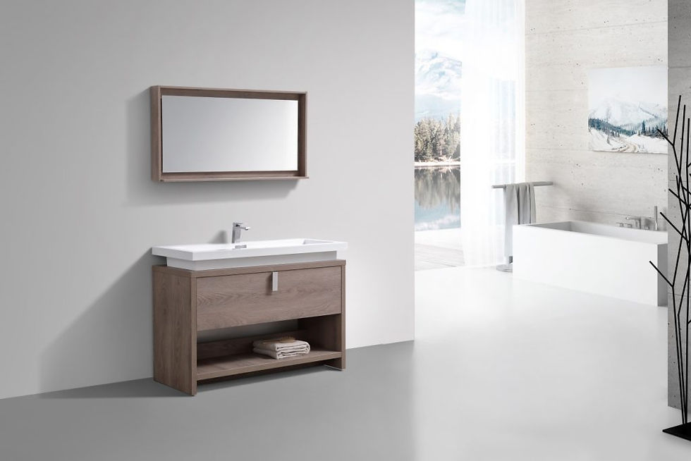 Thumbnail: LEVI 48″ BUTTERNUT MODERN BATHROOM VANITY W/ CUBBY HOLE