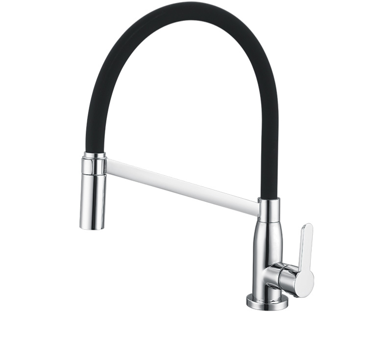 Acqua + Bango, Solid Brass single handle Kitchen Faucet, Chrome/Black