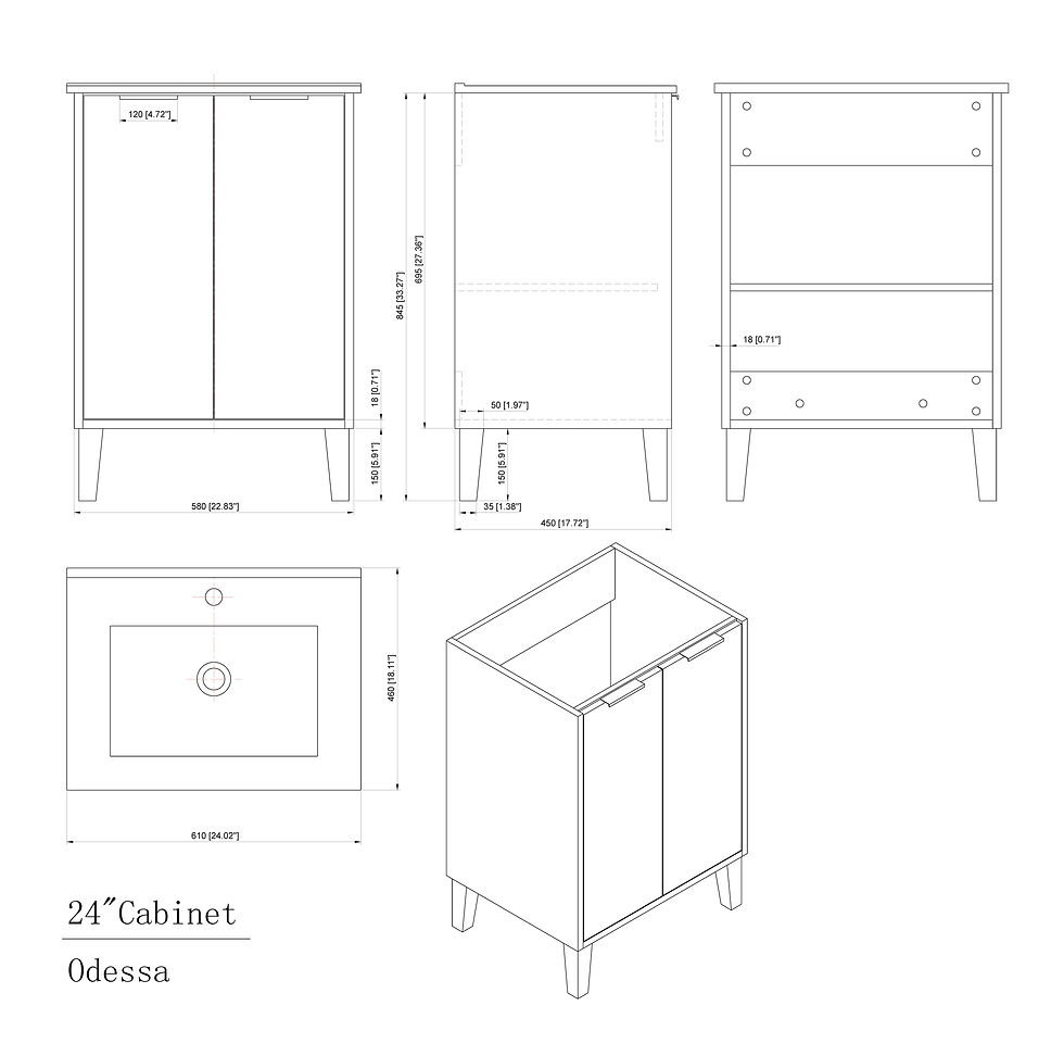 Thumbnail: 24" ODESSA - Cement - Single Sink Bathroom Vanity with Ceramic Top