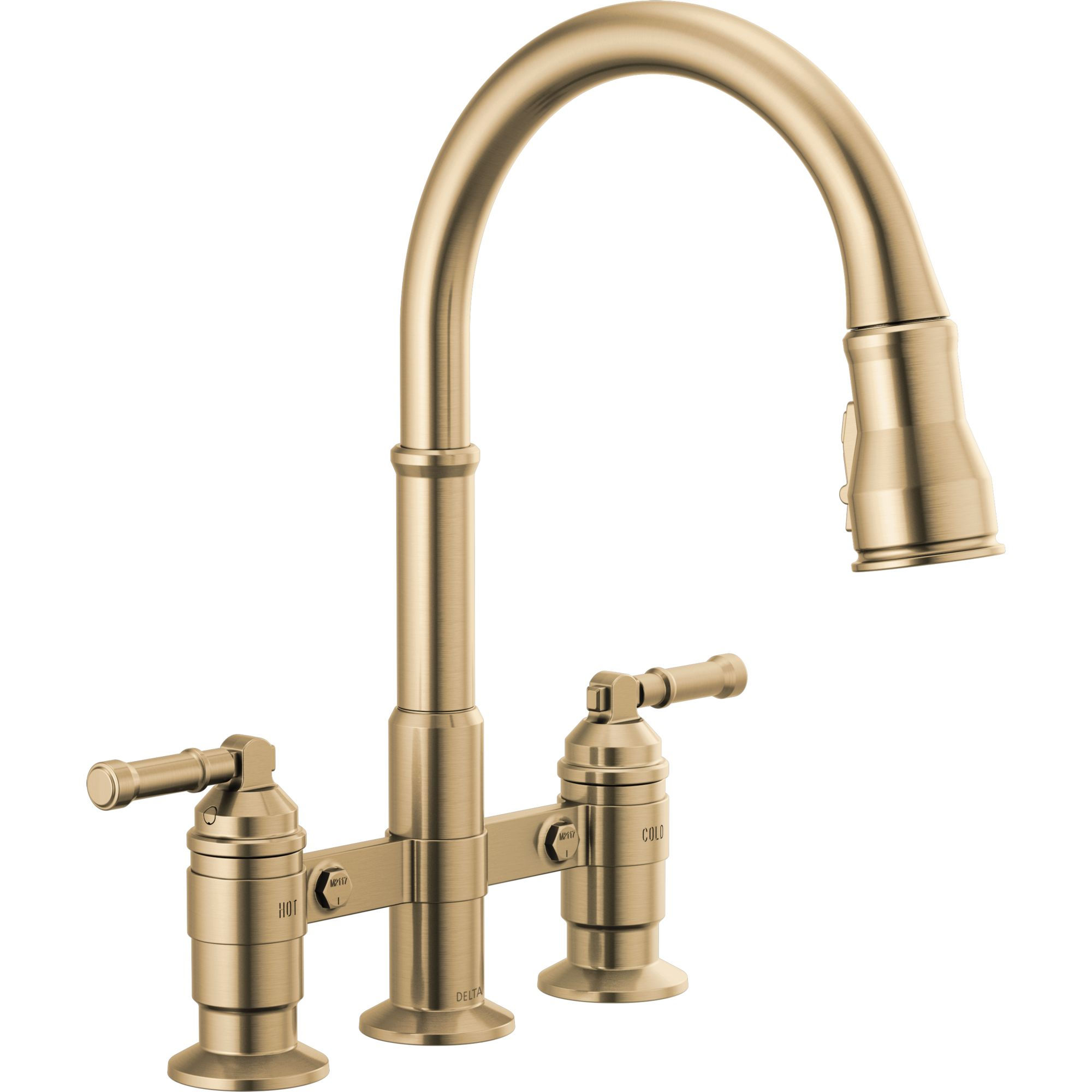 DELTA - BRODERICK Two Handle Pull-Down Bridge Kitchen Faucet