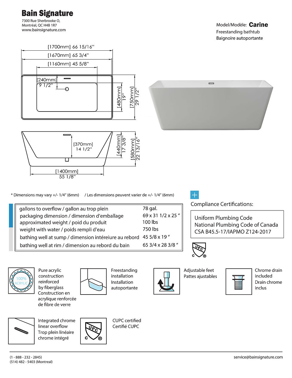 Thumbnail: Carine - Deluxe Freestanding Bathtub