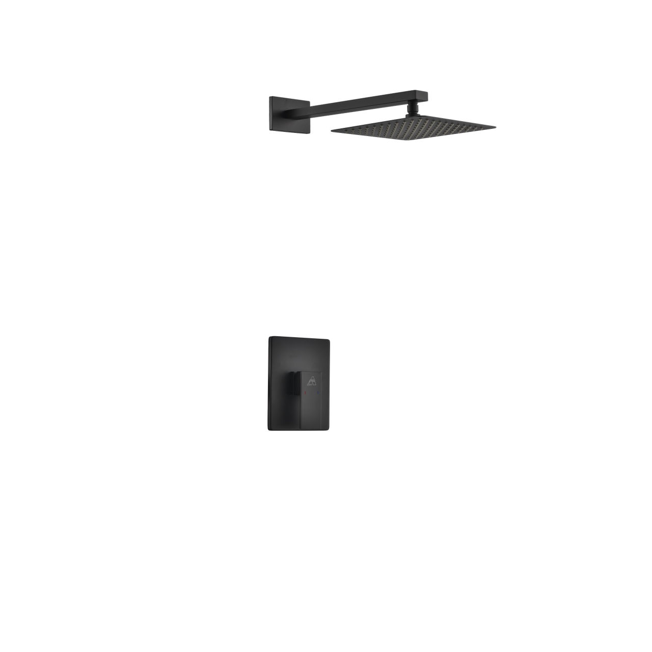 AQUA PIAZZA BLACK SHOWER SET W/ 8″ SQUARE RAIN SHOWER HEAD