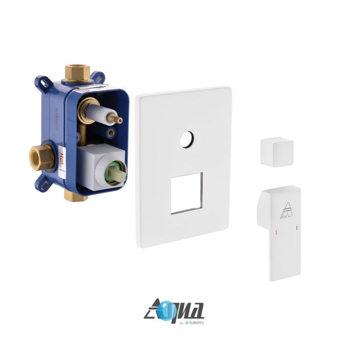 Thumbnail: AQUA PIAZZA WHITE SHOWER SET W/ 8″ SQUARE RAIN SHOWER AND TUB FILLER