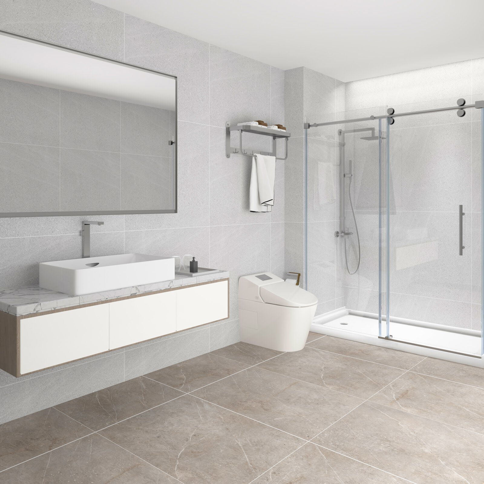 LUXURY BATH 54" - Brushed Nickel - 10mm Single Sliding Shower Door