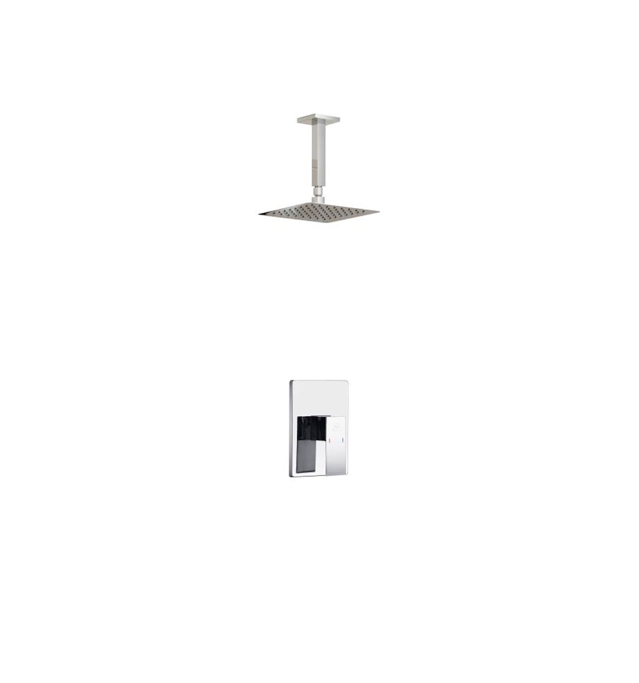 AQUA PIAZZA SHOWER SET W/ 8″ CEILING MOUNT SQUARE RAIN SHOWER