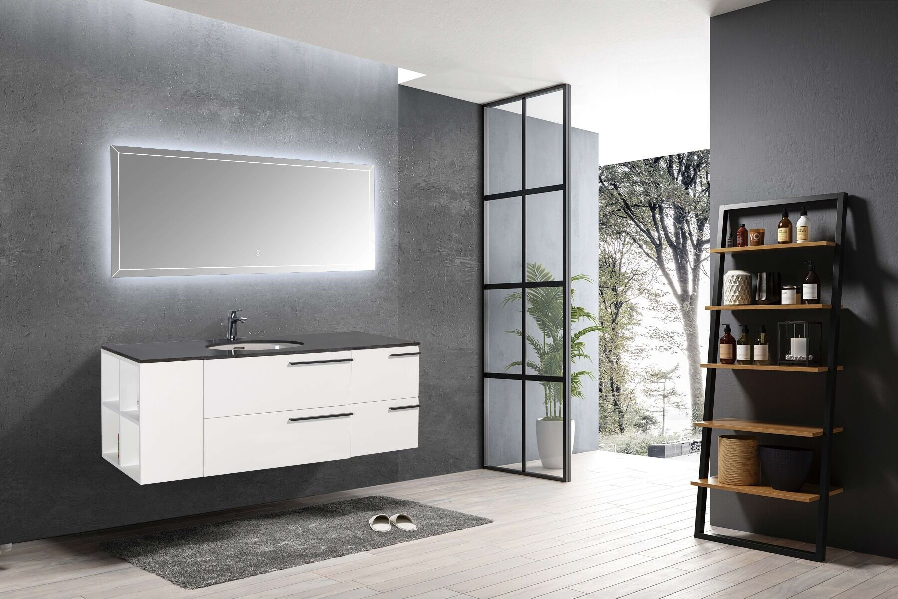 60" Opal -T High Glossy White with Quartz Ctop - TOTO porcelain sink