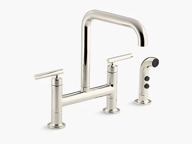 Thumbnail: Kohler Purist™ Two-Hole Deck-Mount Kitchen Faucet w/ 8-3/8" Spout & Sidespray