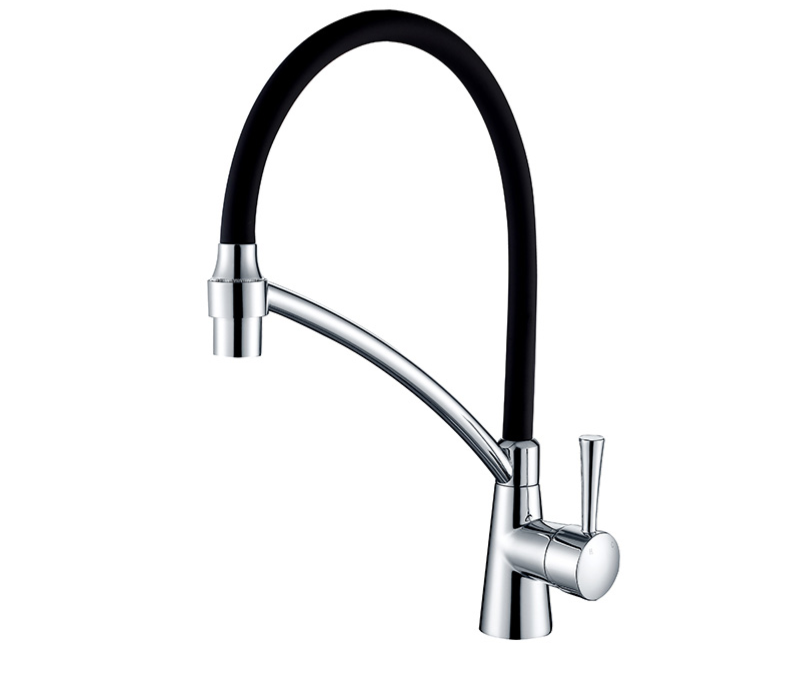 Acqua + Bango, Solid Brass single handle Kitchen Faucet, Black and Chrome